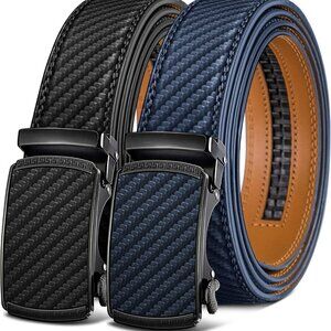 Men Belts 2 Pack,Ratchet Sliding Belt Adjustable For Gift Mens Dress Casual 1 3/